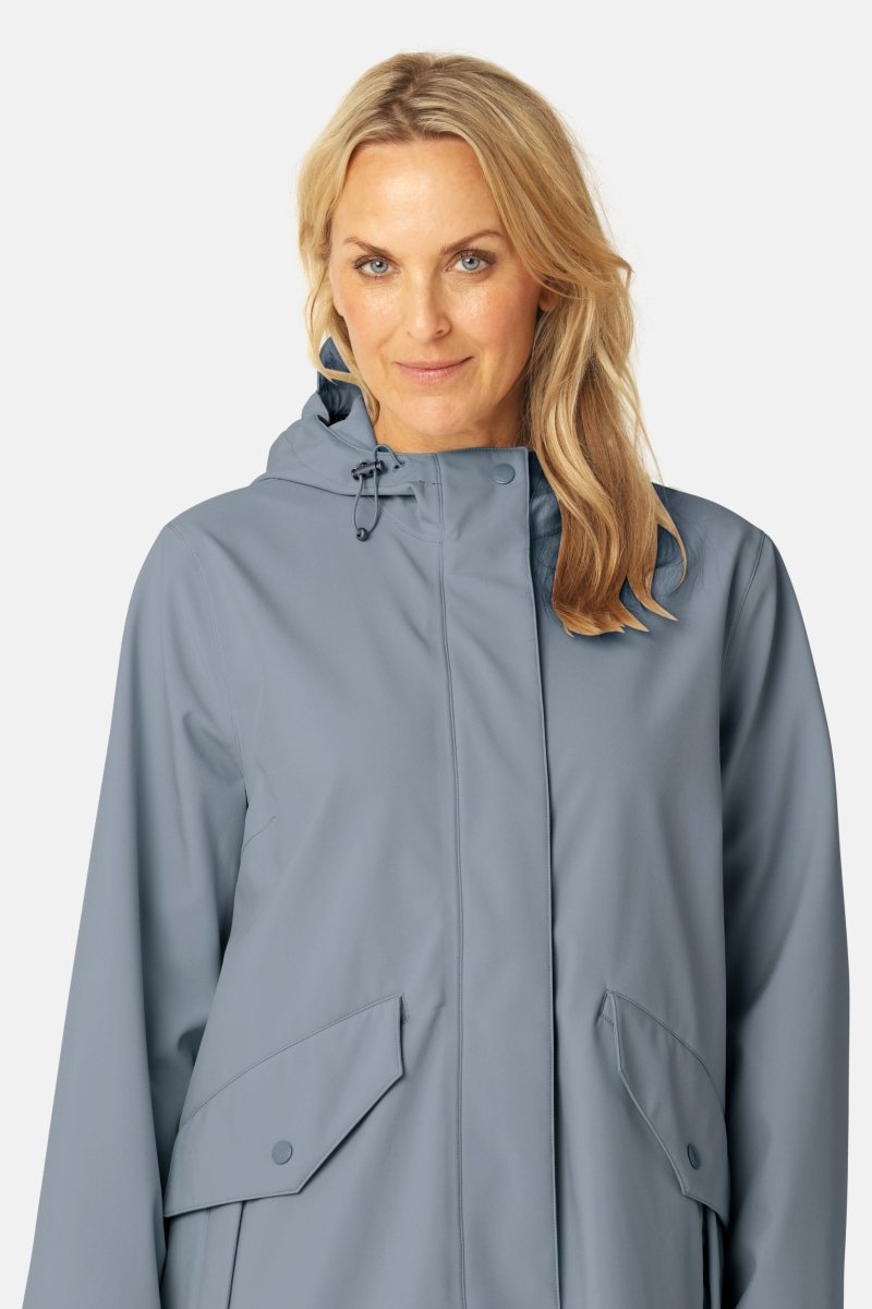 Lange Softshell Regenjas DAYBREAK03B | Grey Blue | Raincoat | Ilse Jacobsen