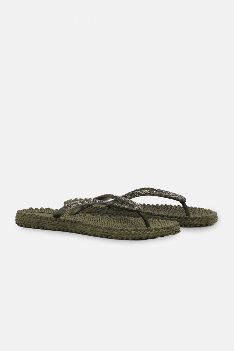 Slippers met zilveren mix strass steen CHEERFUL03G | Army | Flip Flop | Ilse Jacobsen