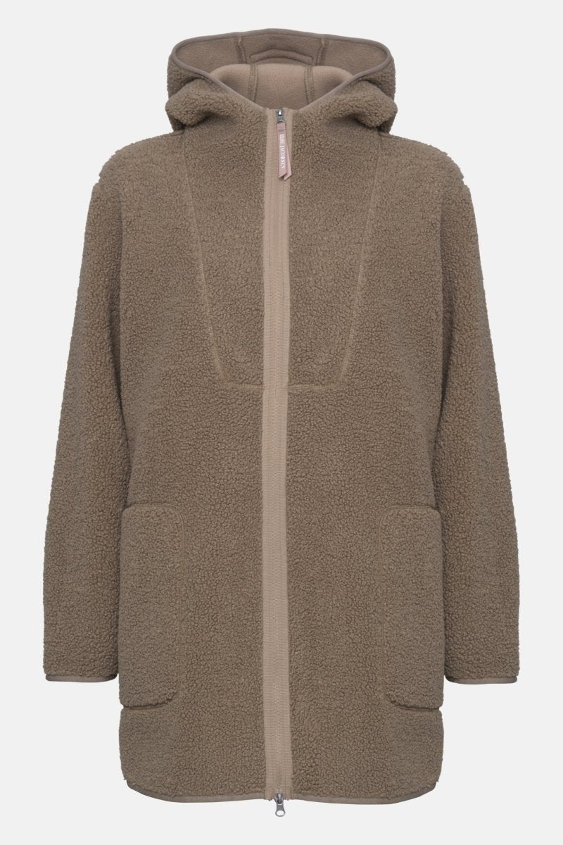 Teddy fleecejack met capuchon BONDEDPILE04 | Greige | Jacket | Ilse Jacobsen