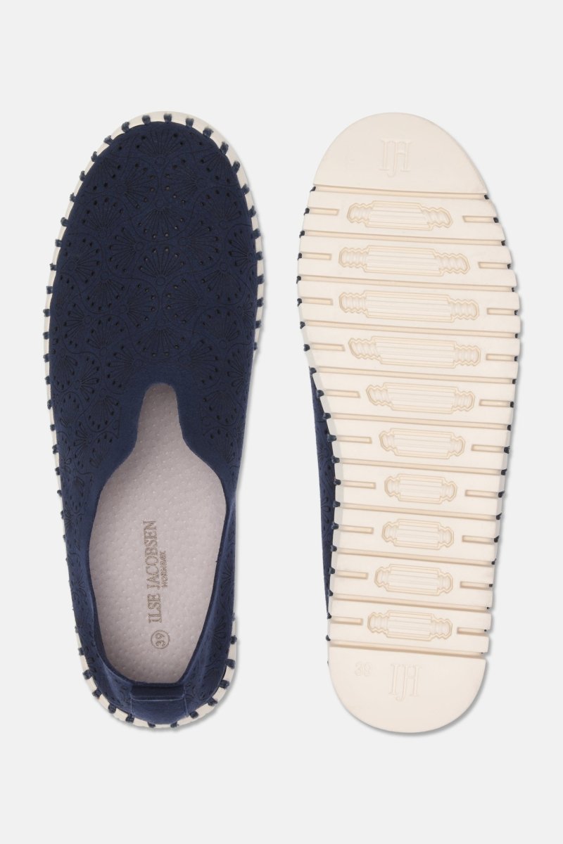 Tulip Organic Print Instapper TULIP3485 | Dark Indigo Pearled Ivory | Shoes | Ilse Jacobsen